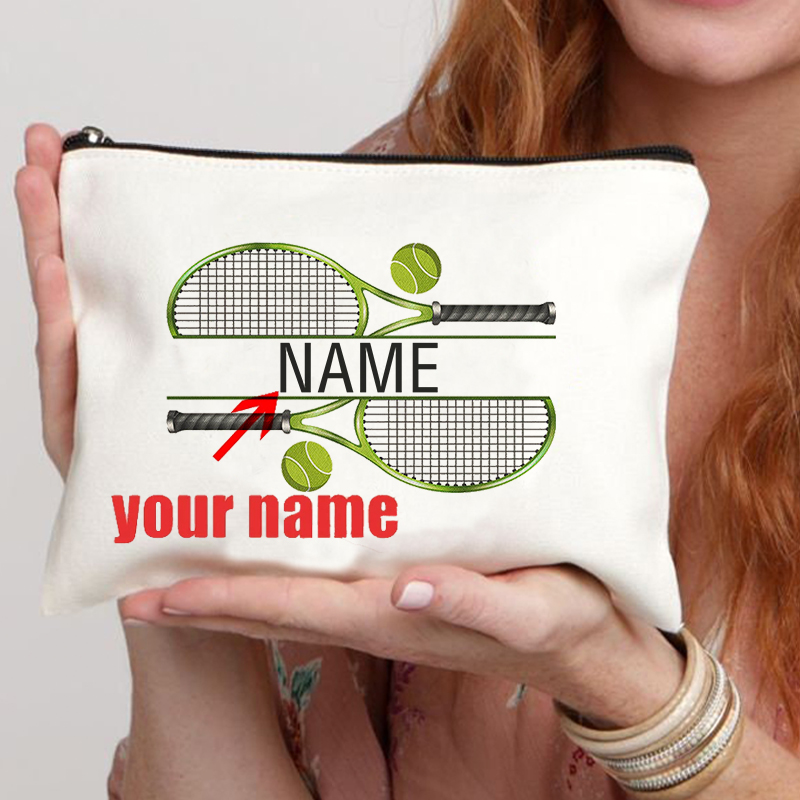 Badminton Bag - Personalized Tennis Custom Name Makeup Bag