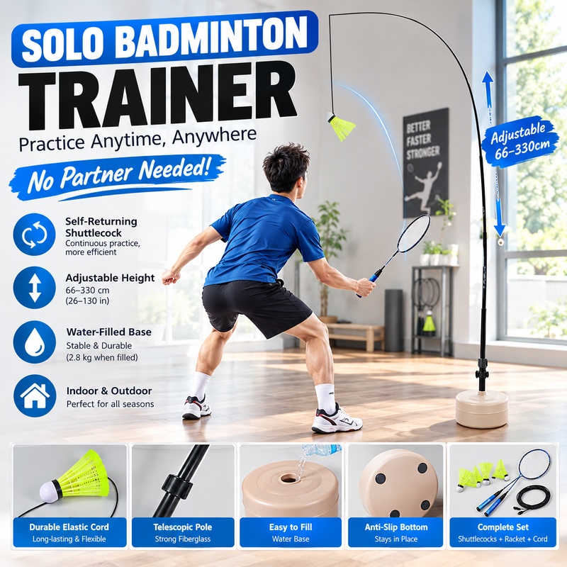 Solo Badminton Trainer Self-Re - огляд і ціна Badminton Shuttlecock