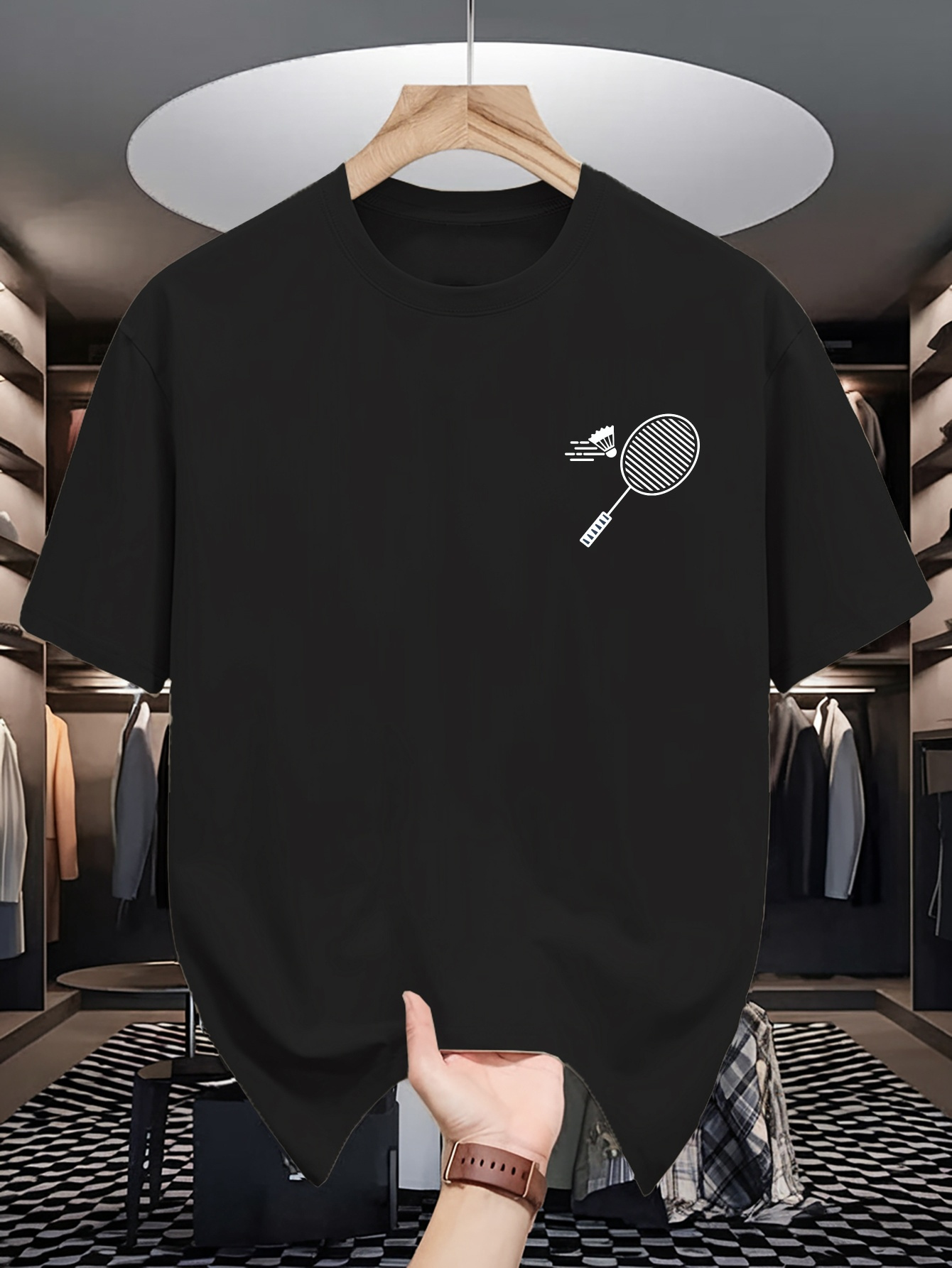 Mens Crew Neck T Shirt Minimal - огляд і ціна Badminton Shuttlecock